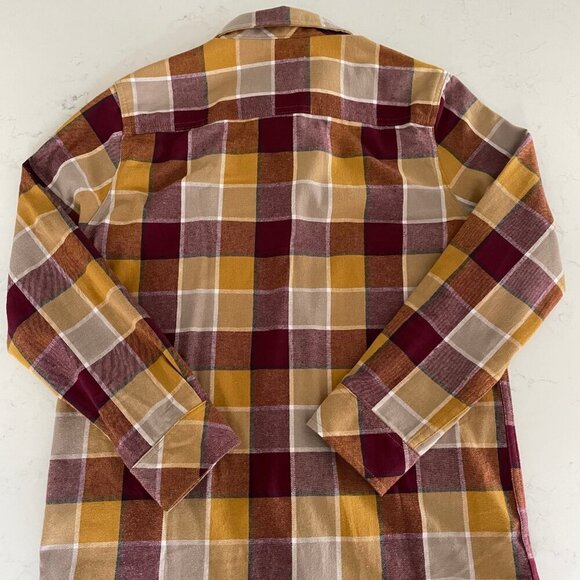 O'Neill Button Down LS 100% Cotton Check Shirt Burgundy Wht Tan Gold Sz S/M NWT - Picture 6 of 12